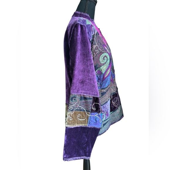 Vintage Flashback Women's Jacket Whimsigoth Witchy Velvet Patchwork Size M - Picture 7 of 9